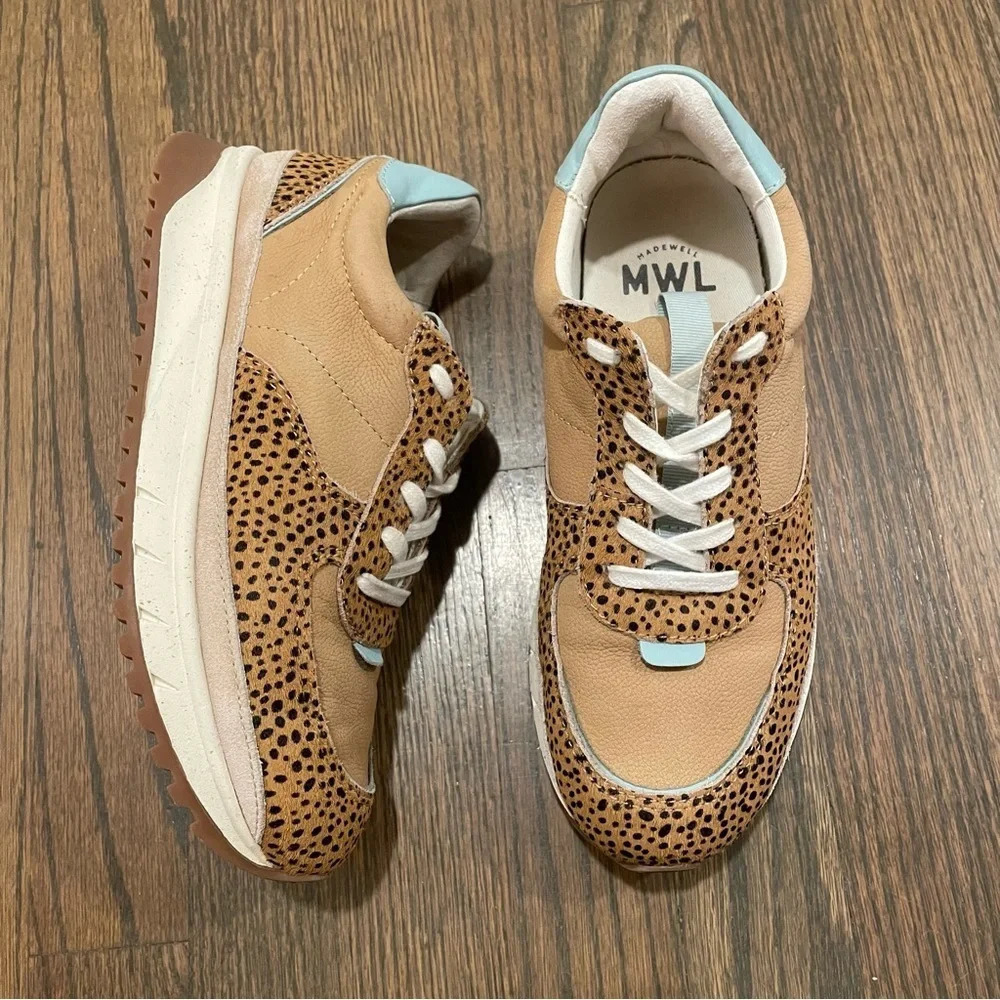 MADEWELL Kickoff Trainer Sneakers in Spot Dot Calf Hair and Nubuck W7 M5.5